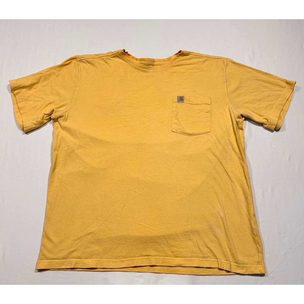 Carhartt Mens‎ Relaxed Fit Pocket T-Shirt XL Yellow Short Sleeve Cotton Tee